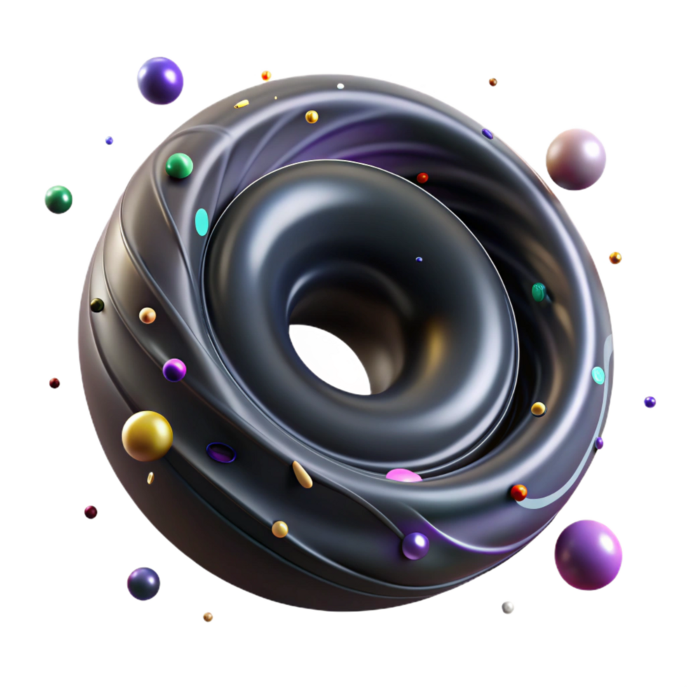 serene modern Rotating Black Hole Transparent Background with Gravitational Swirl authentic png