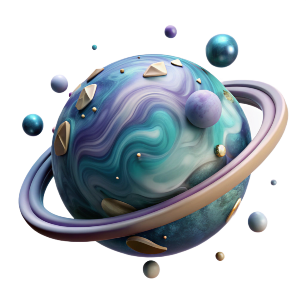 elegant creative Rotating Planet Isolated with Atmospheric Swirls original png