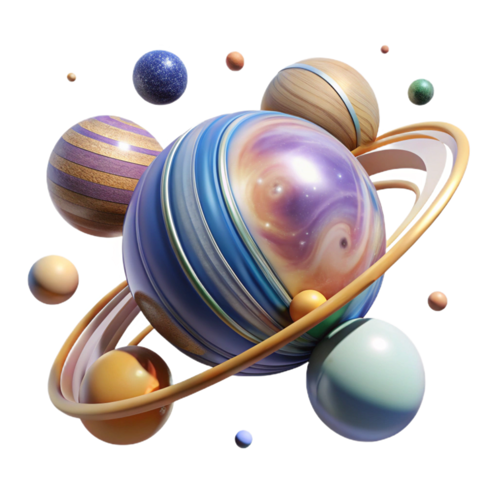 extraordinary classic Rotating Planets Transparent Background with Orbital Paths exclusive png