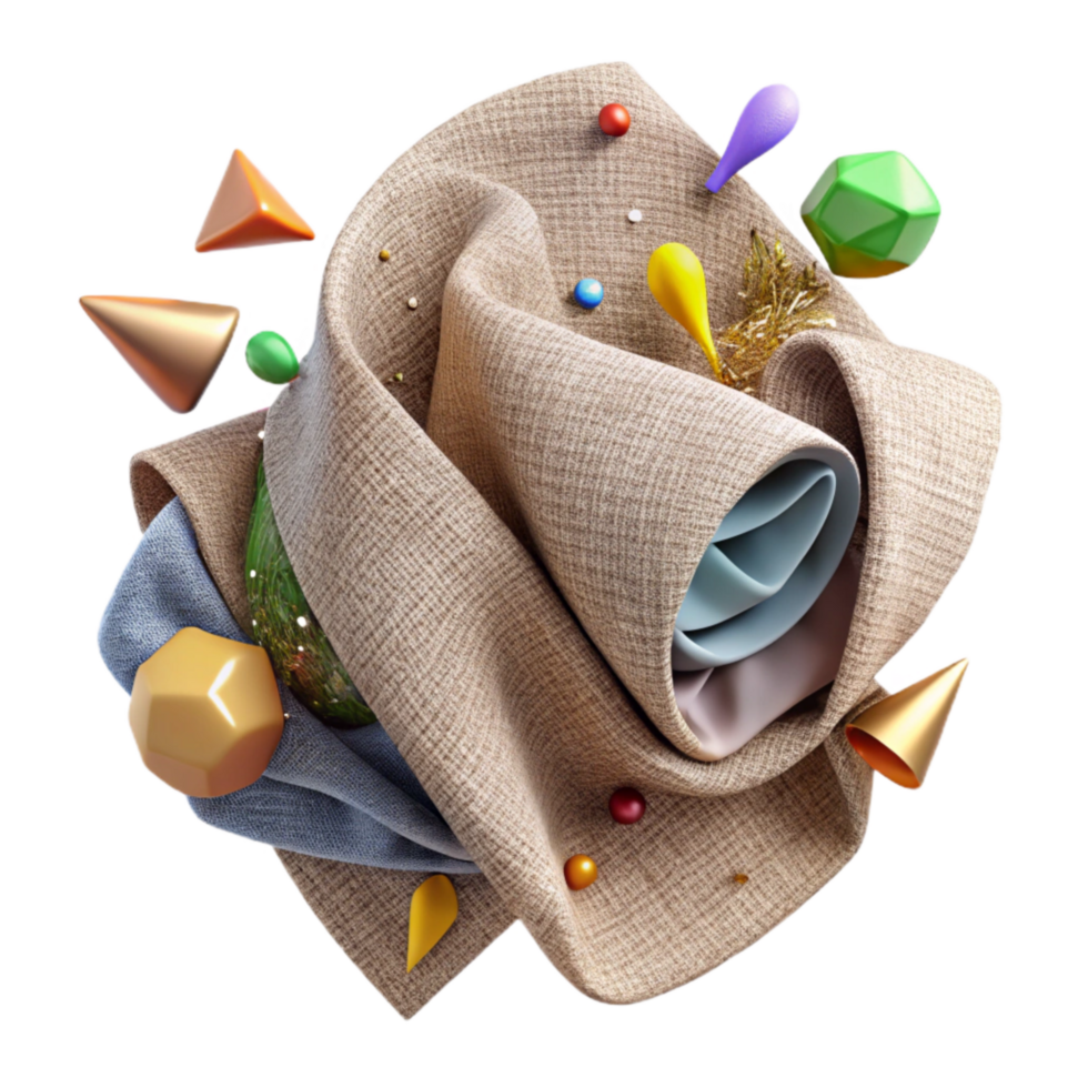 vibrant artistic Rough Fabric Texture with Linen Weave Cutout authentic png