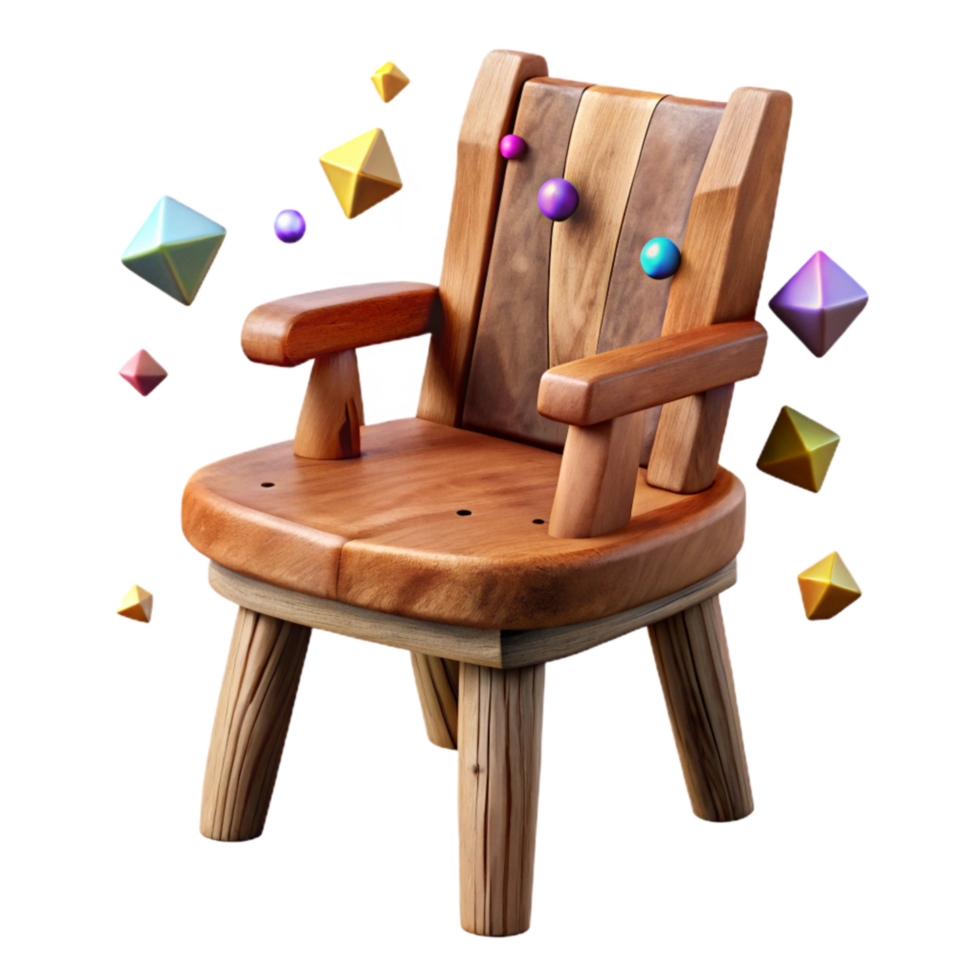 impressive classic Rustic Wooden Chair Side View Isolated authentic png