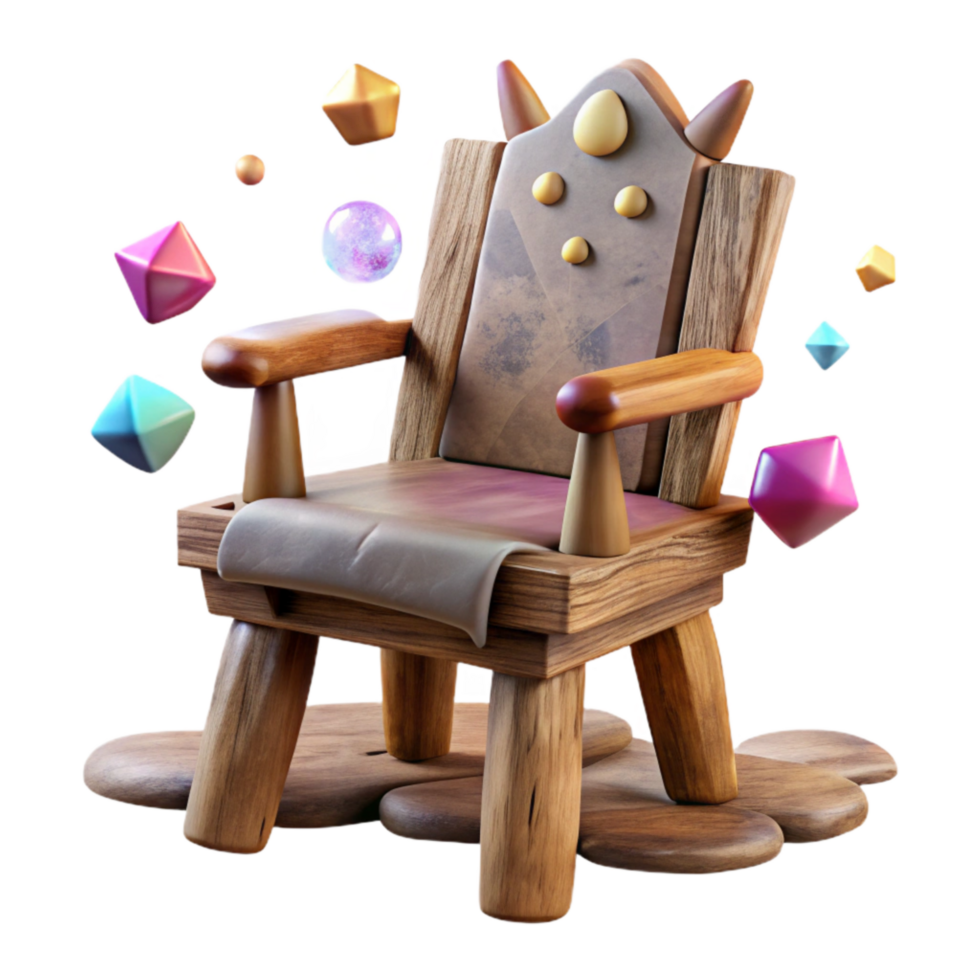 magnificent artistic Rustic Wooden Chair Side View Isolated png