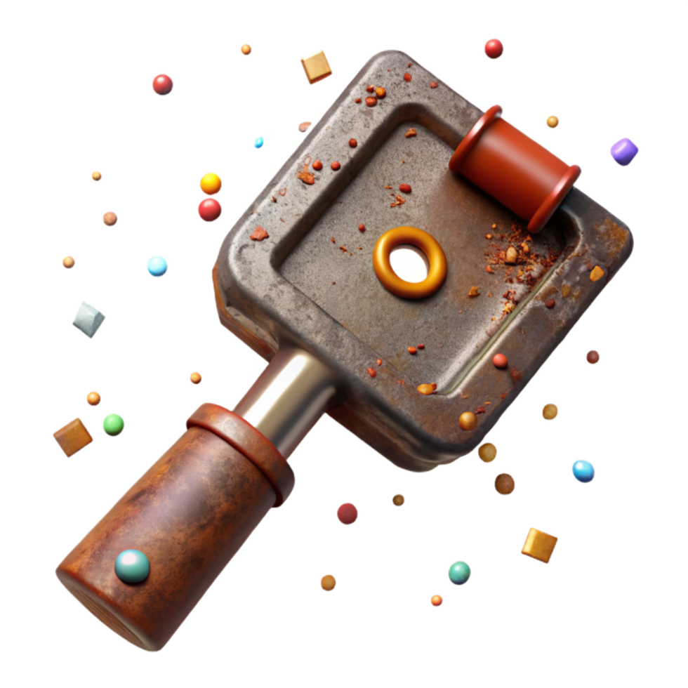 magnificent minimalist Rusty Metal Tool with Handle Isolated on Transparent Background high resolution png