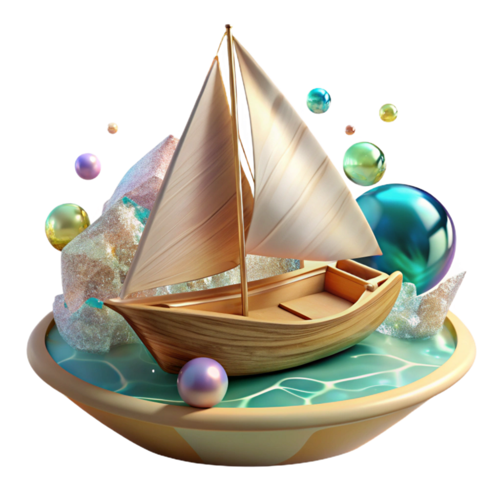serene minimalist Sailboat on Calm Water Cutout Transparent Background png