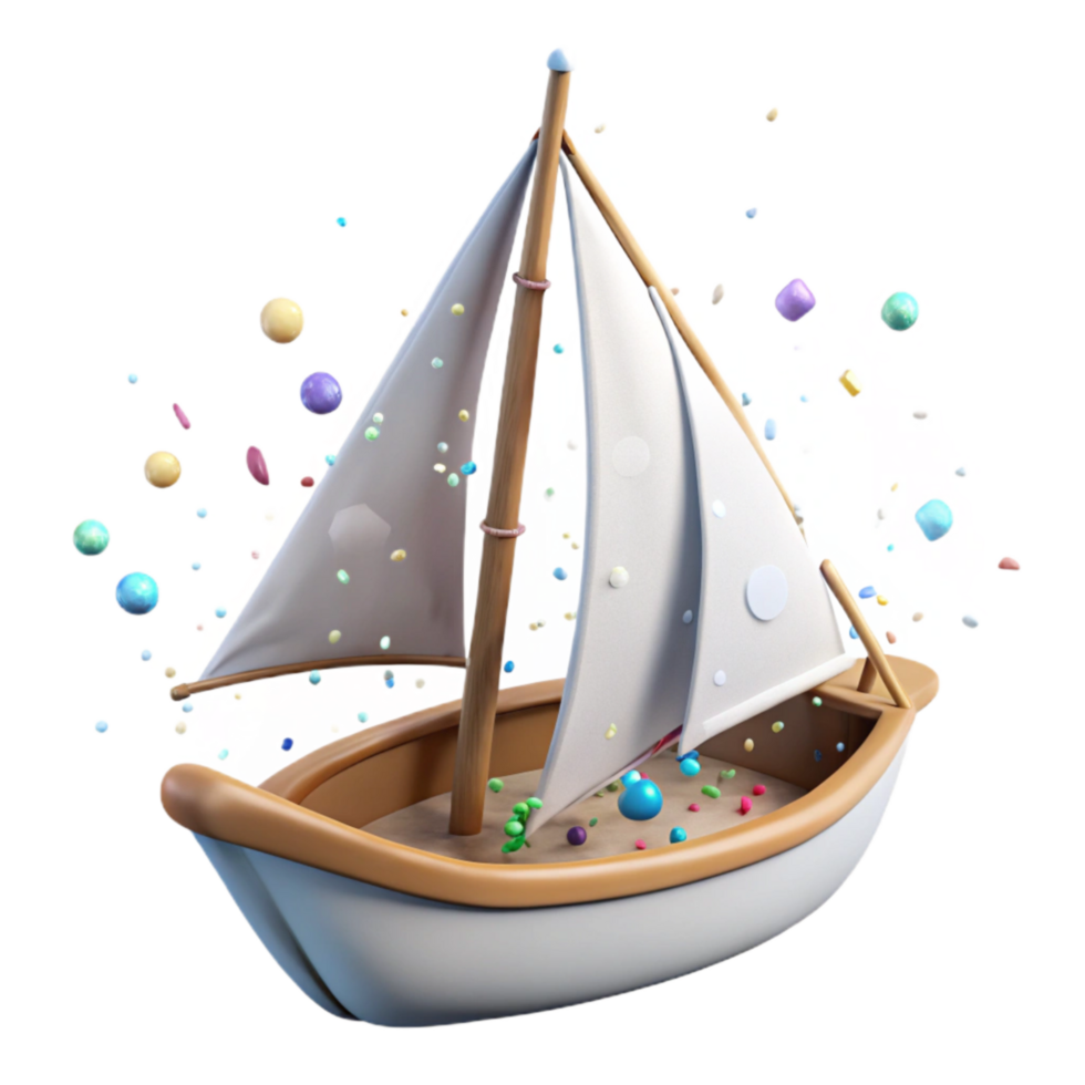 wonderful rustic Sailboat Isolated with White Sails png