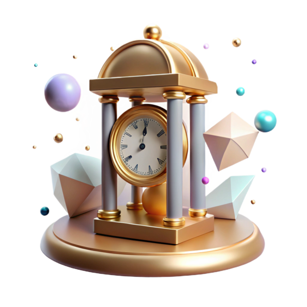 elegant abstract Shadow of Antique Clock with Roman Numerals Transparent Background authentic png