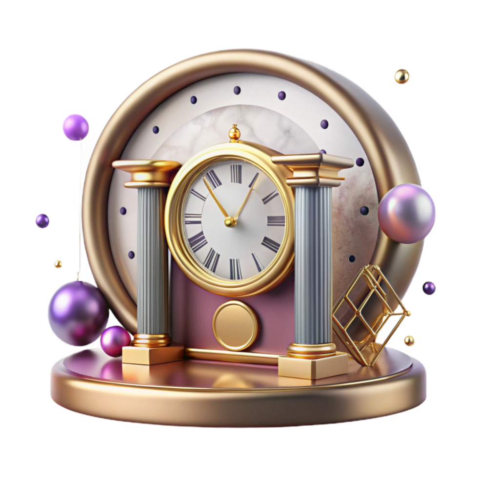 serene minimalist Shadow of Antique Clock with Roman Numerals Transparent Background detailed png