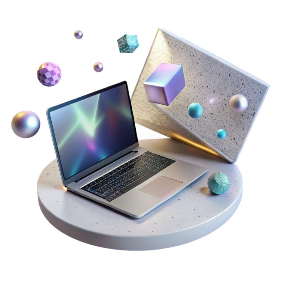 magnificent vintage Shadow of Open Laptop on Table Transparent Background professional png