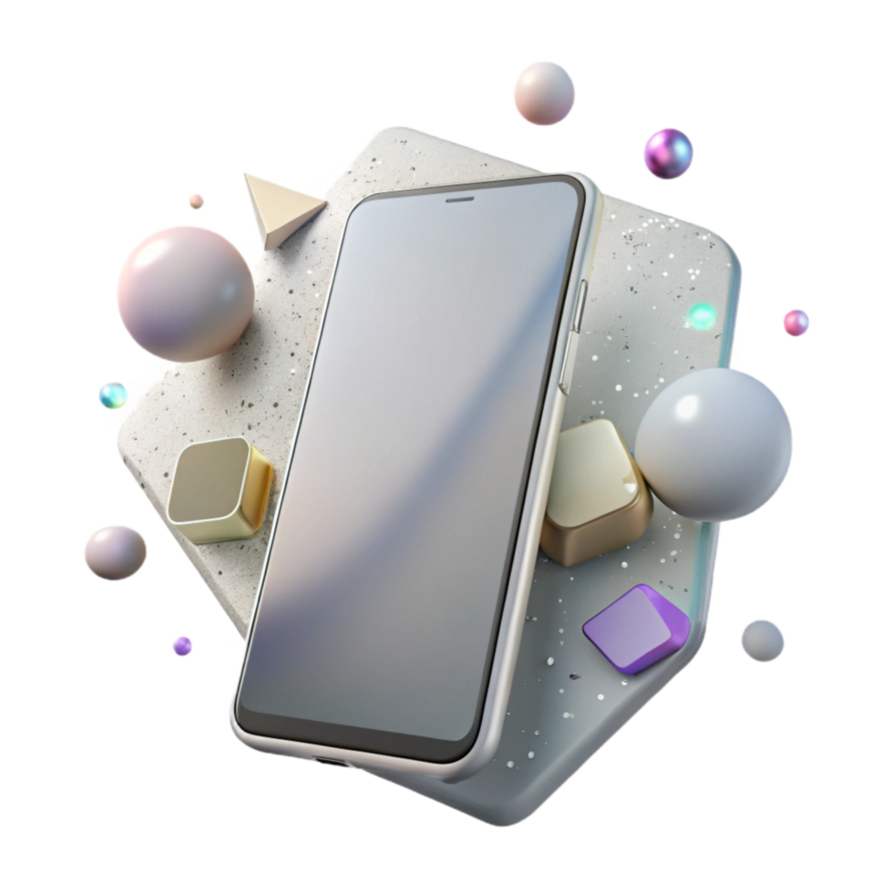 serene minimalist Shadow of Smartphone with Blank Screen Cutout png