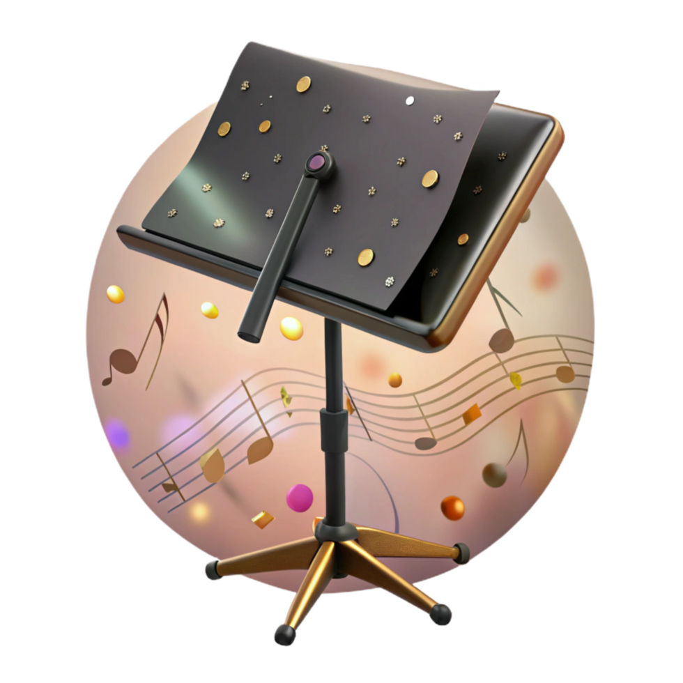 impressive contemporary Sheet Music Stand Transparent Background with Metal Finish authentic png