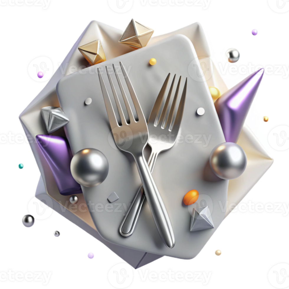 wonderful modern Silver Fork Cutout on Transparent Background premium png