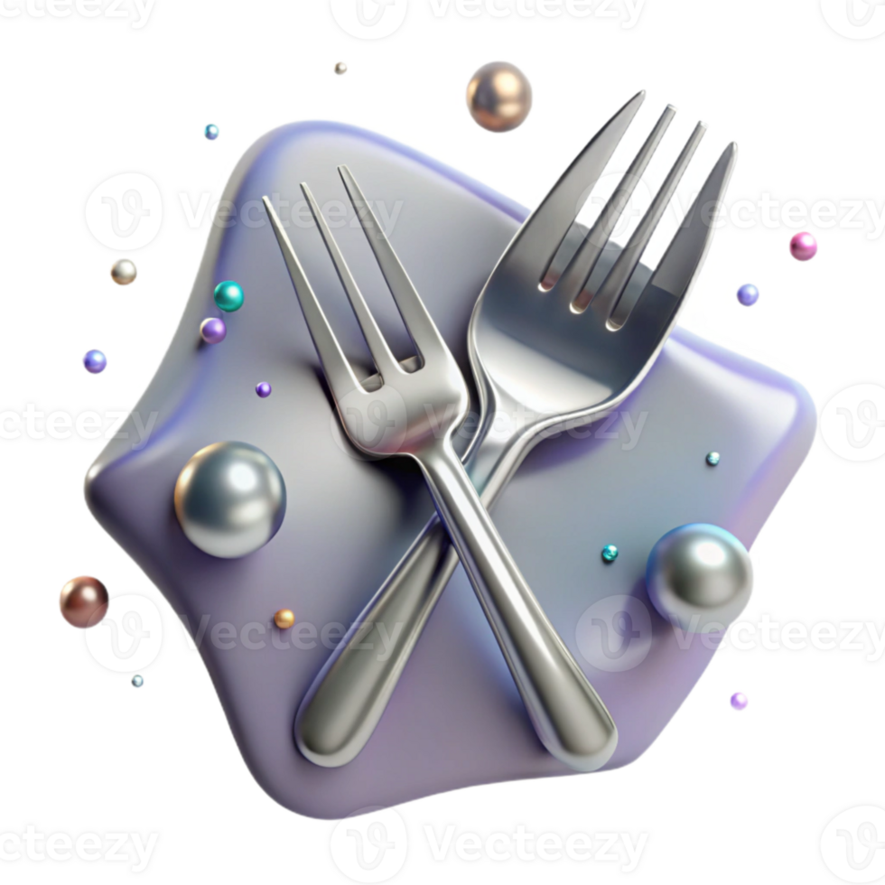 magnificent abstract Silver Fork Isolated with Tines and Handle genuine png