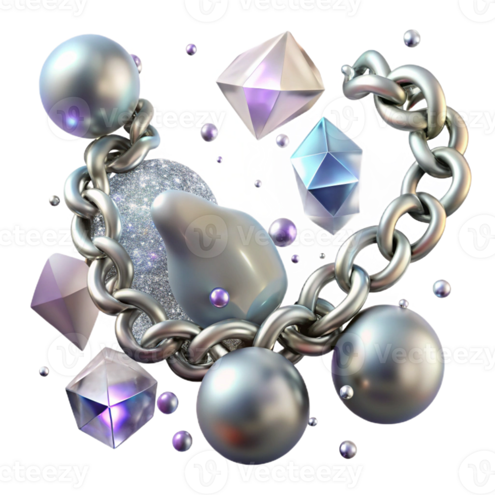 wonderful abstract Silver Necklace Jewelry Chain Links Transparent Background Cutout genuine png
