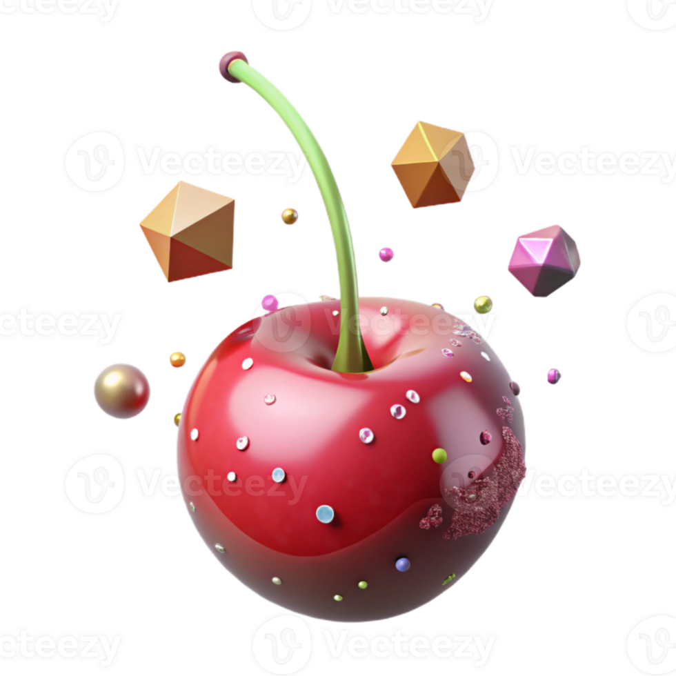 wonderful rustic Single Cherry Front View Isolated Element high quality png