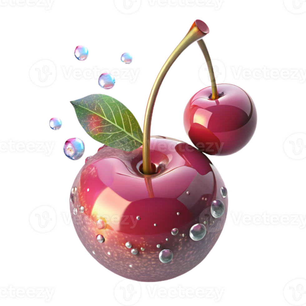 serene classic Single Cherry with Stem Cutout on Transparent Background exclusive png