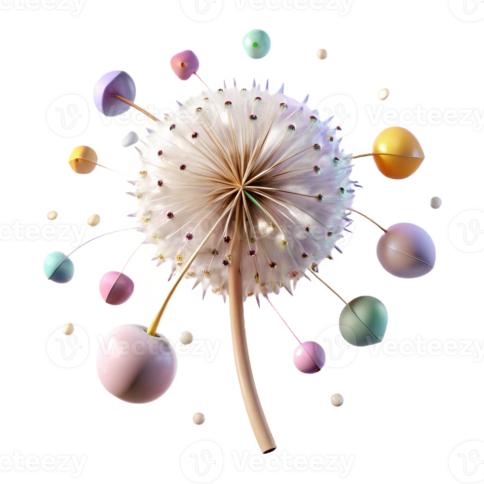 magnificent modern Single Dandelion with Seeds Front View Cutout Element high quality png