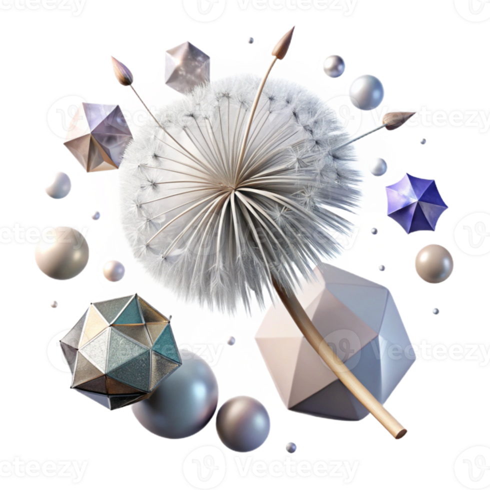 dramatic abstract Single Dandelion Seed Head Cutout detailed png