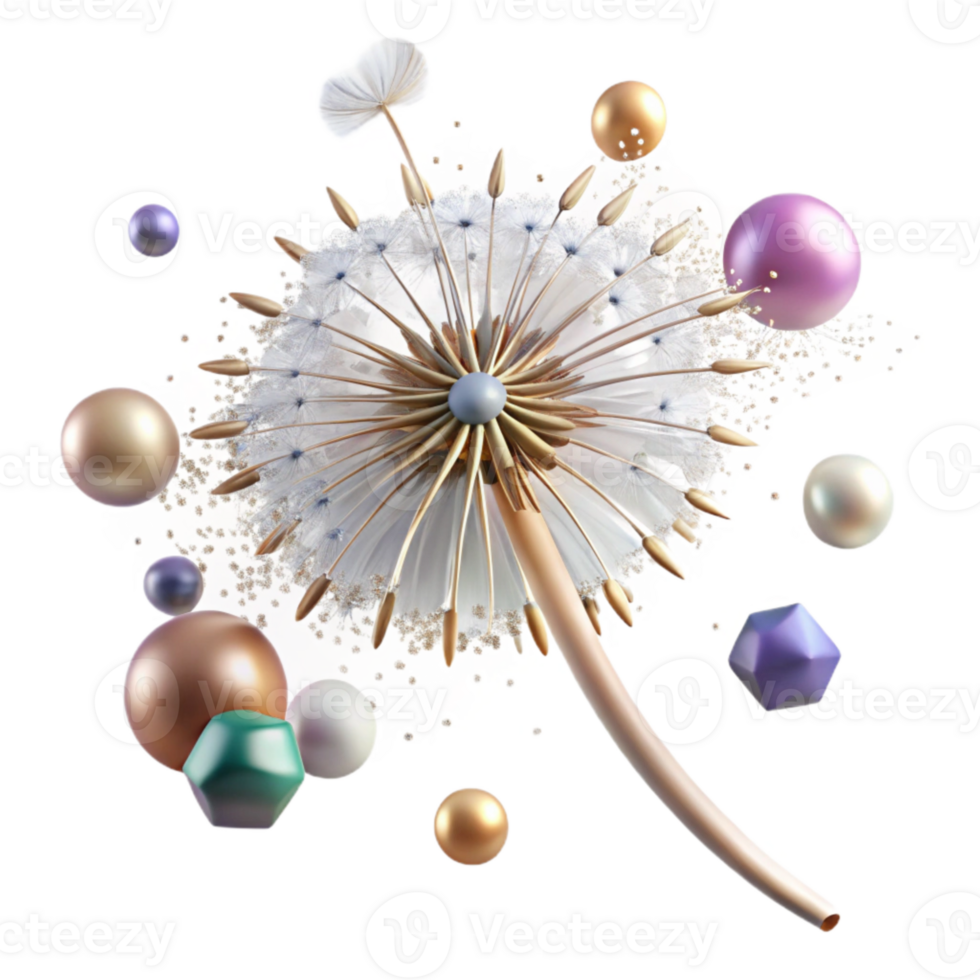 serene creative Single Dandelion with Seeds Front View Cutout Element high quality png