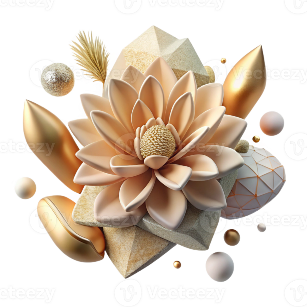 elegant modern Single Dried Flower with Beige Hues Cutout high resolution png