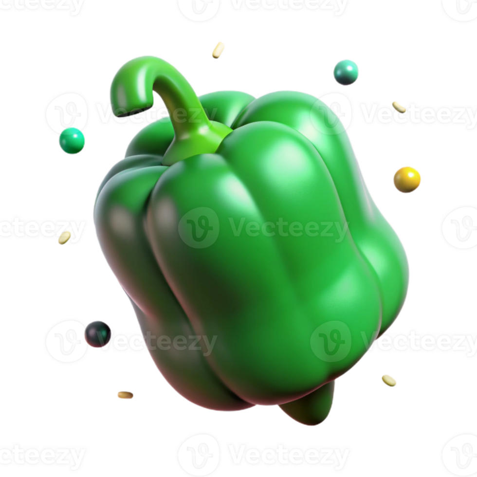 magnificent classic Single Green Bell Pepper with Stem Cutout premium png