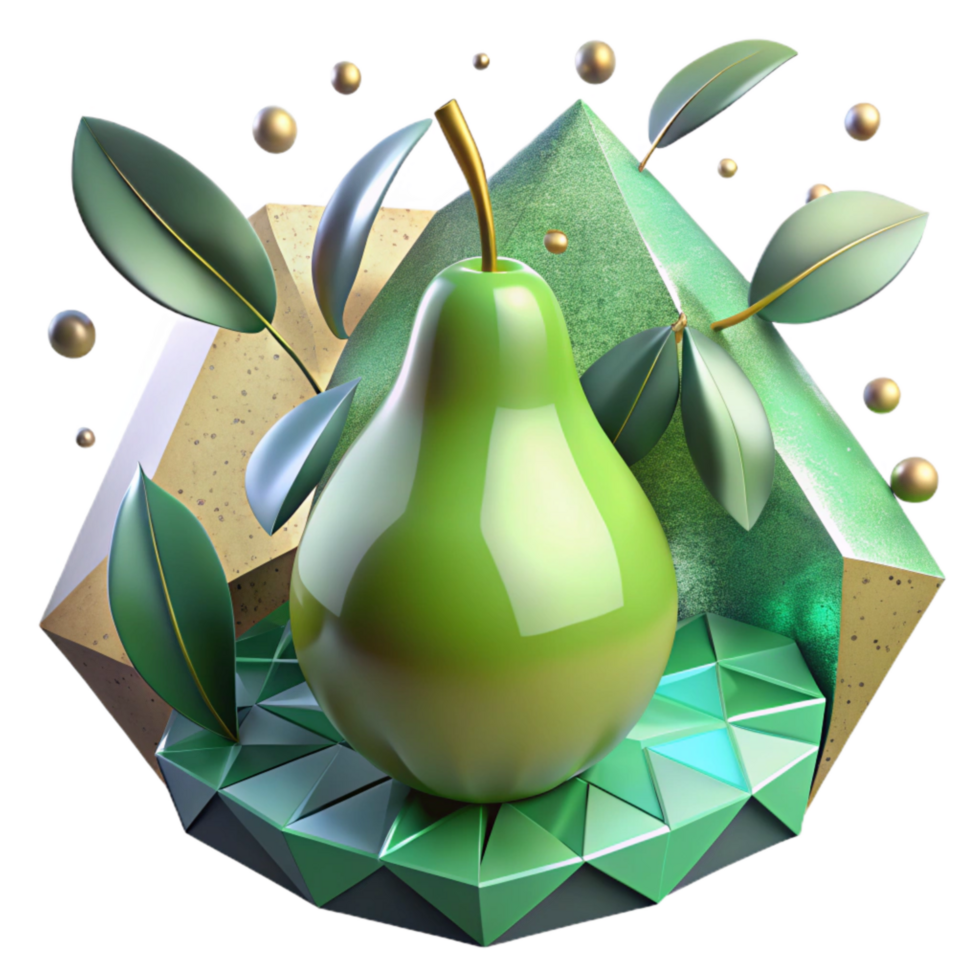 wonderful artistic Single Pear Green Skin Isolated on Transparent Background high quality png