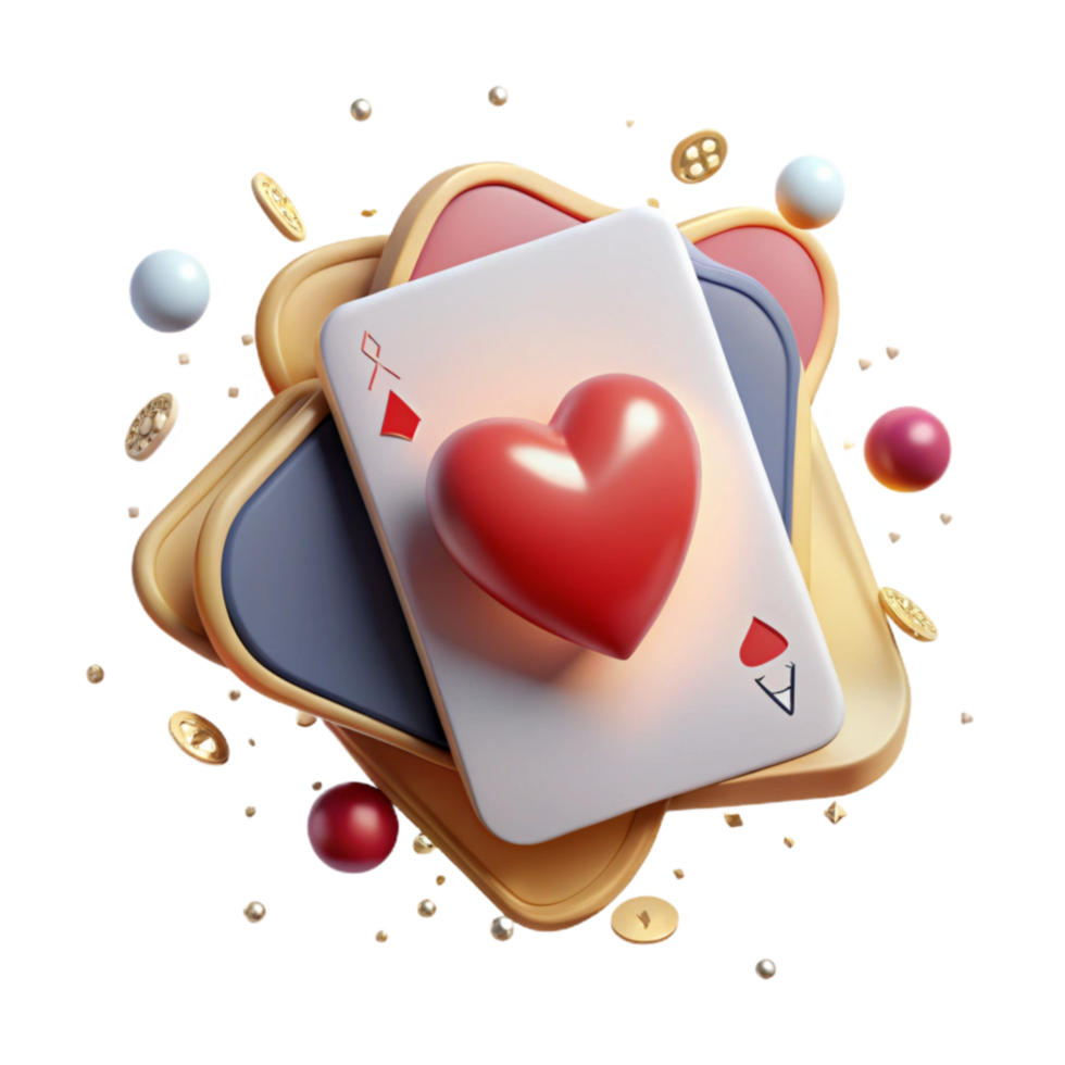 elegant vintage Single Playing Card Cutout with Heart Symbol Isolated professional png
