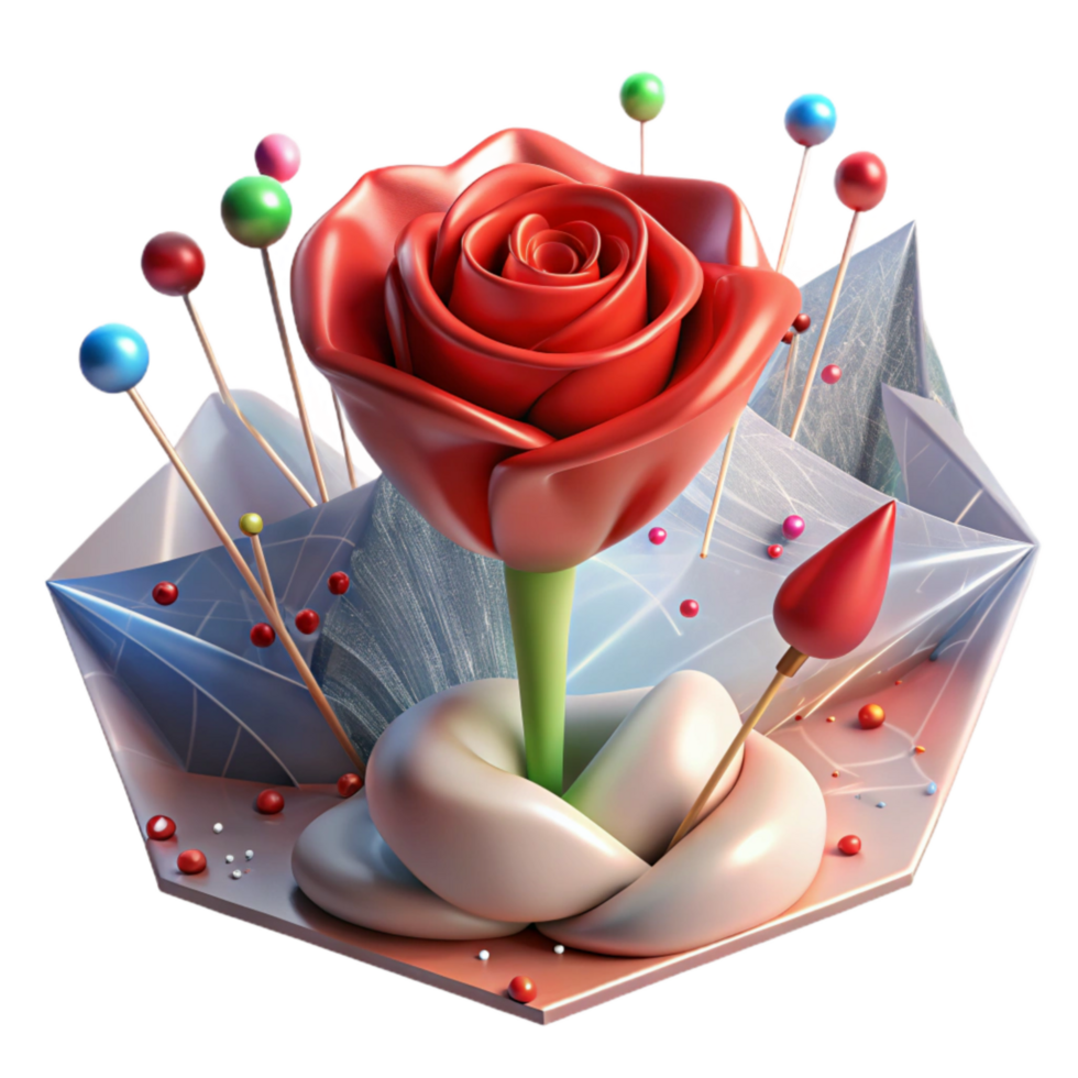 stunning artistic Single Red Rose Cutout on Transparent Background png