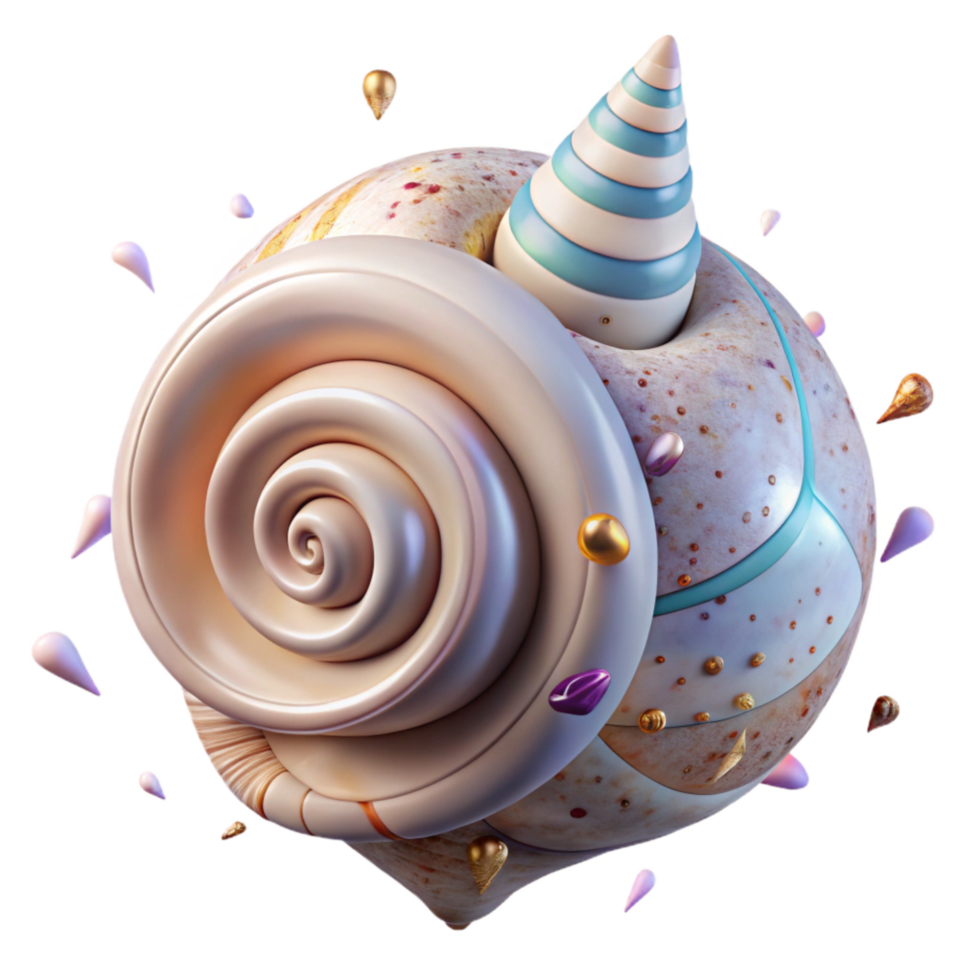 beautiful minimalist Single Seashell Spiral Pattern Transparent Background professional png