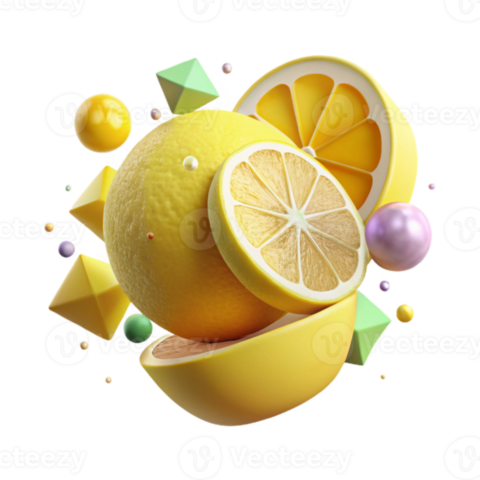 magnificent vintage Sliced Yellow Lemon Isolated Cutout professional png