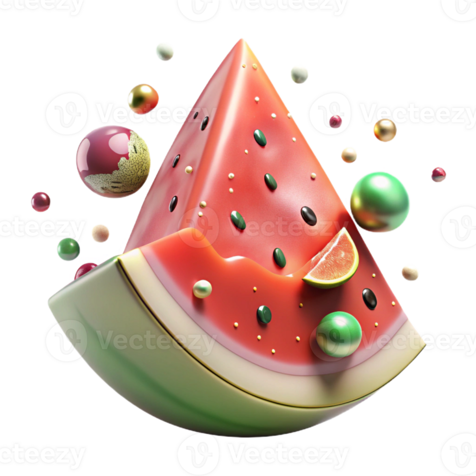 wonderful artistic Slice of Watermelon with Seeds Transparent Background Isolated authentic png