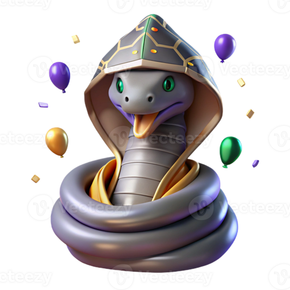 serene minimalist Slithering Cobra Raised Hood Transparent Background detailed png