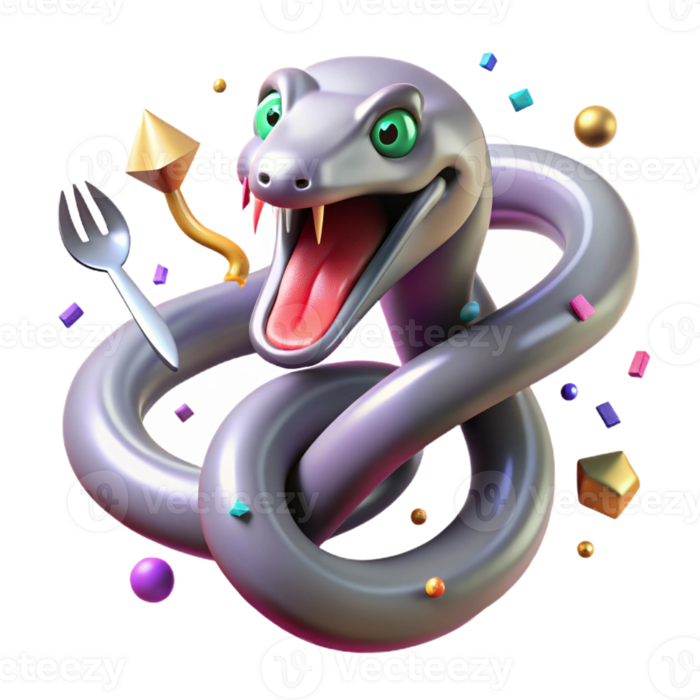 serene modern Slithering Snake Forked Tongue Isolated detailed png