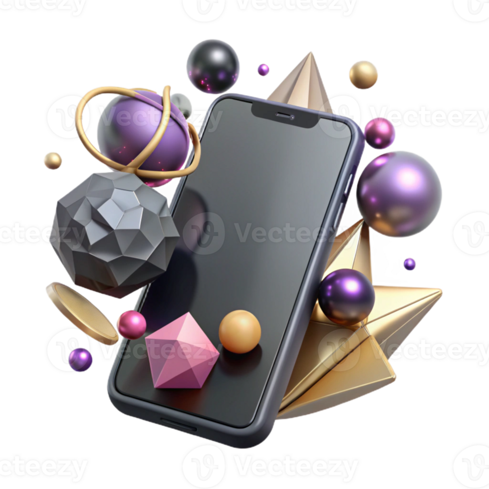 wonderful abstract Smartphone Isolated with Black Screen professional png