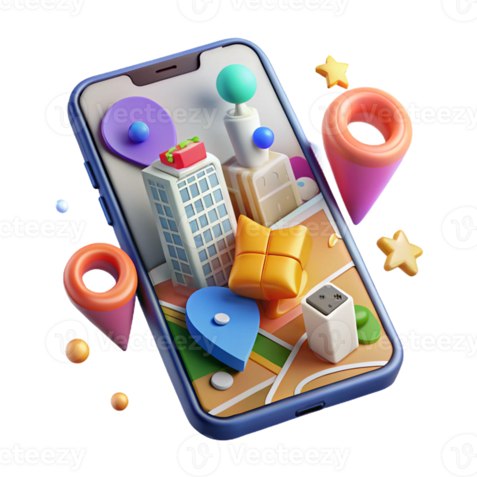 magnificent creative Smartphone with City Map App Open Cutout high quality png