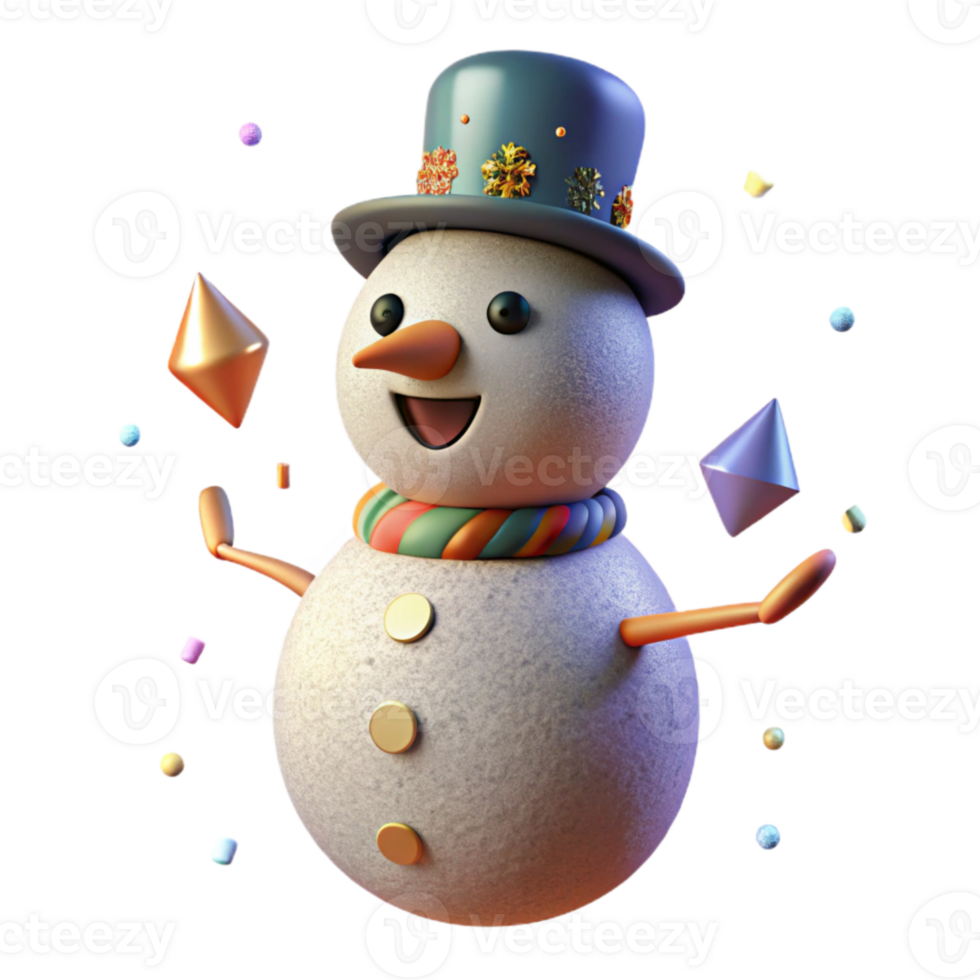 serene abstract Snowman with Carrot Nose Transparent Element png