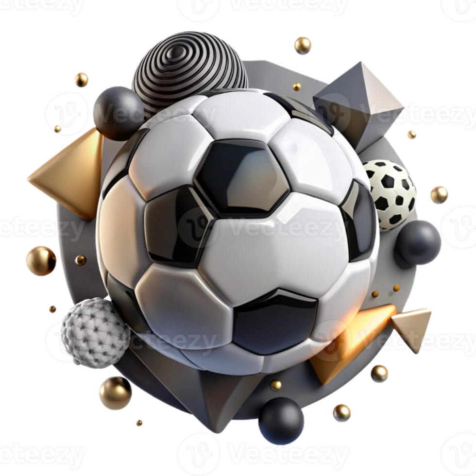 impressive contemporary Soccer Ball Isolated with Black and White Panels detailed png