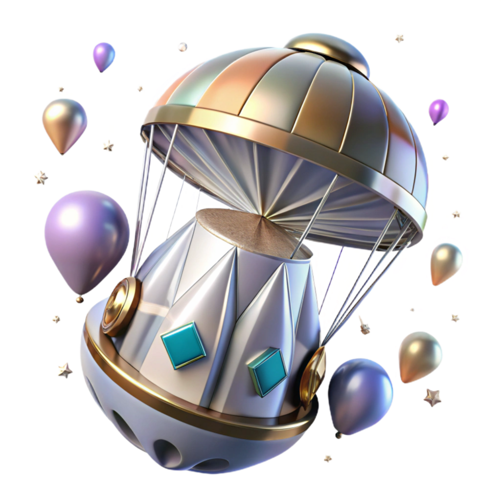 stunning creative Space Capsule Parachute Transparent Background with Descent authentic png