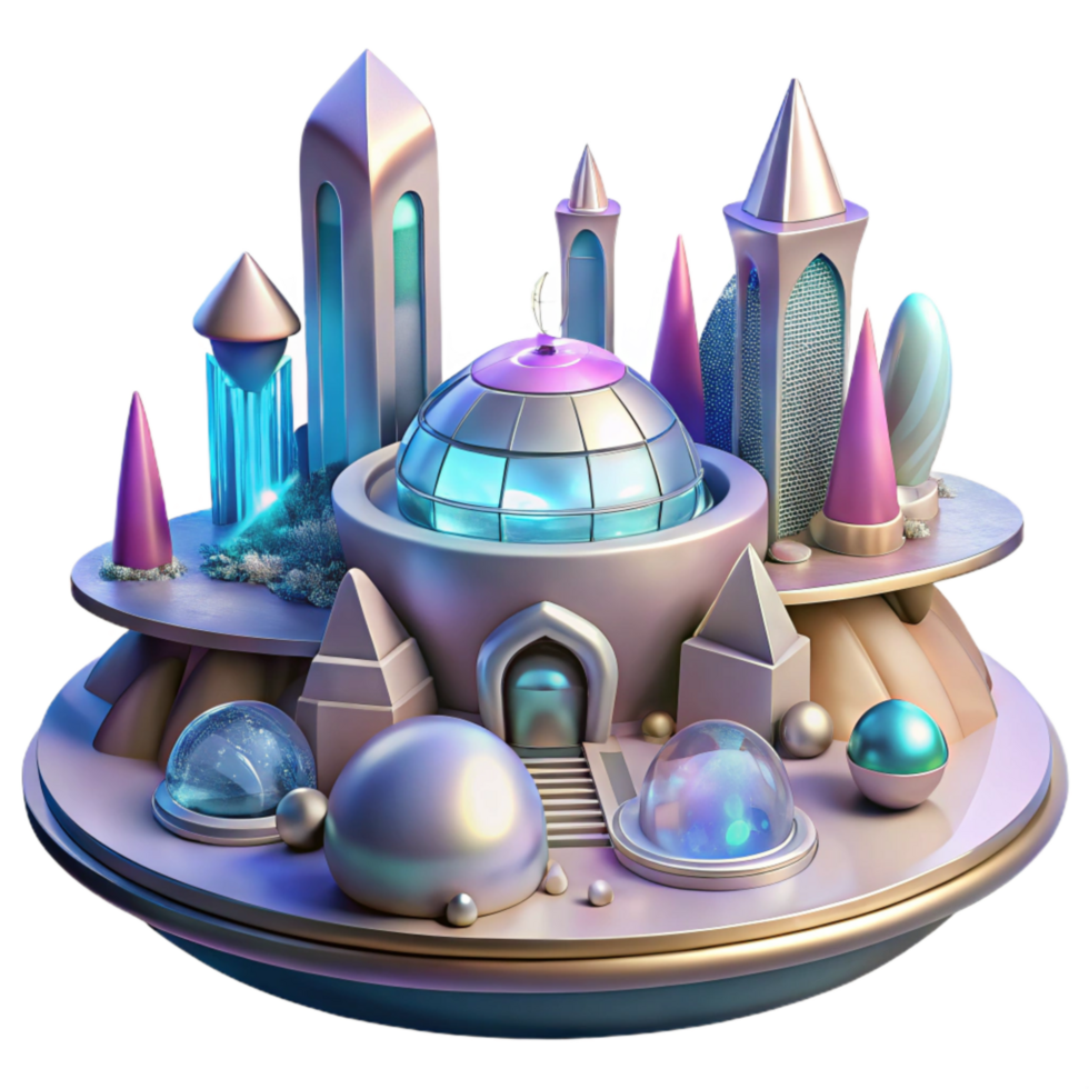 dramatic artistic Space Colony Isolated with Futuristic Architecture exclusive png