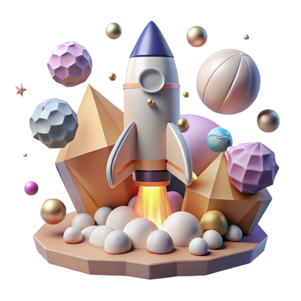 stunning artistic Spacecraft Launch Sequence Cutout with Multiple Stages high resolution png