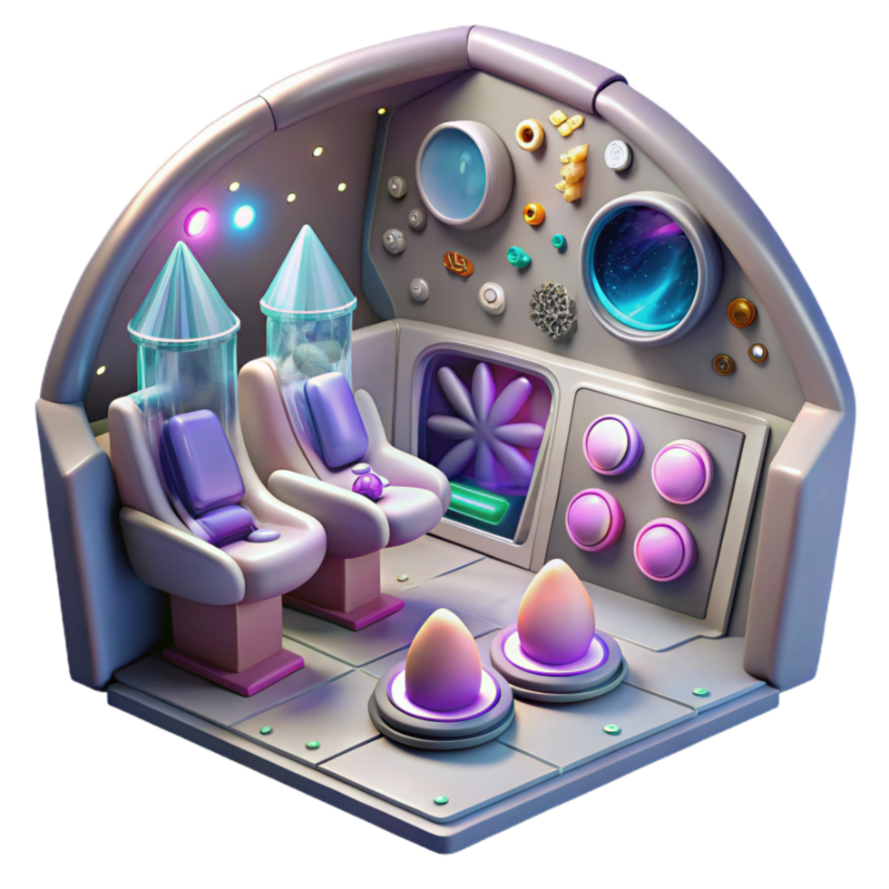 vibrant modern Spacecraft Interior Isolated with Control Panels genuine png