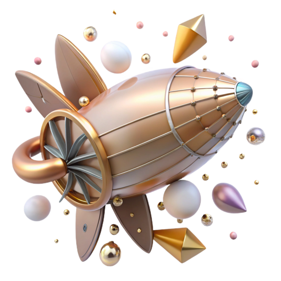 elegant traditional Steampunk Airship Propeller Top View Cutout detailed png