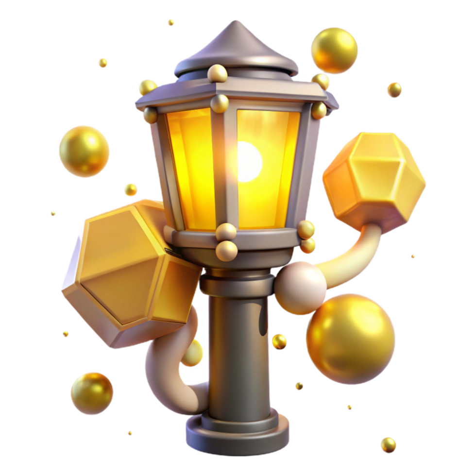 serene minimalist Street Light Transparent Background with Yellow Glow png