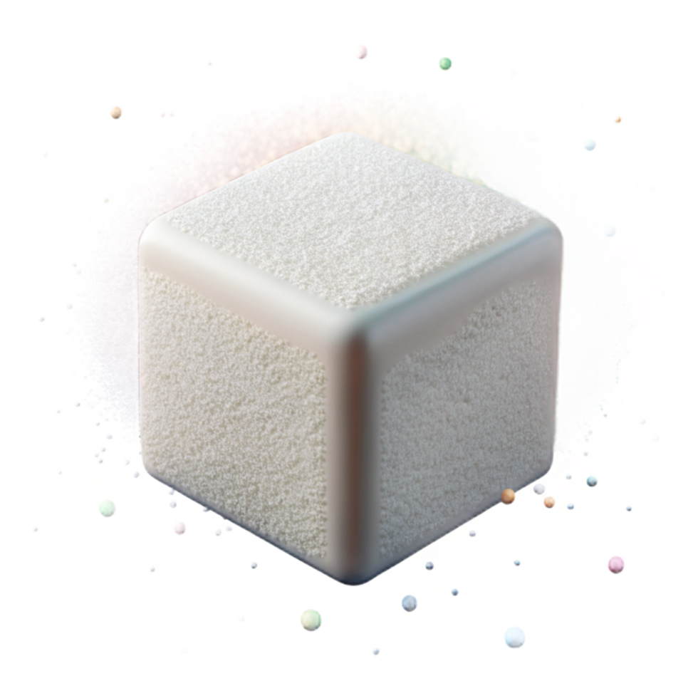 vibrant creative Sugar Cube Perspective View White Granulated Isolated premium png