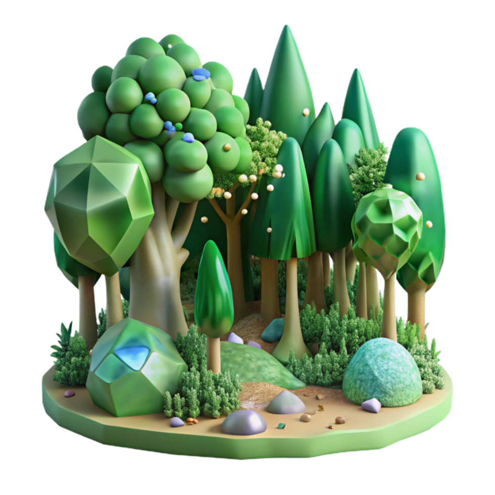 serene creative Summer Forest with Lush Green Foliage Transparent Background high quality png