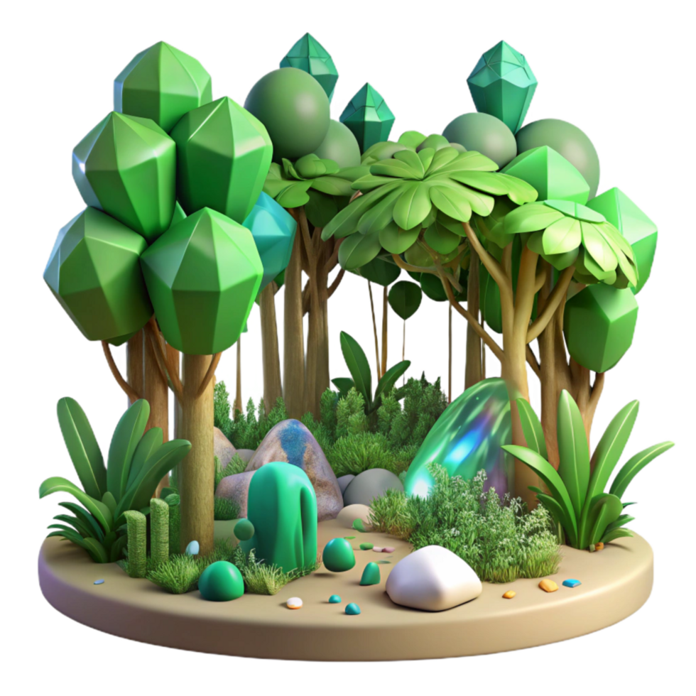 vibrant vintage Summer Forest with Lush Green Foliage Transparent Background professional png