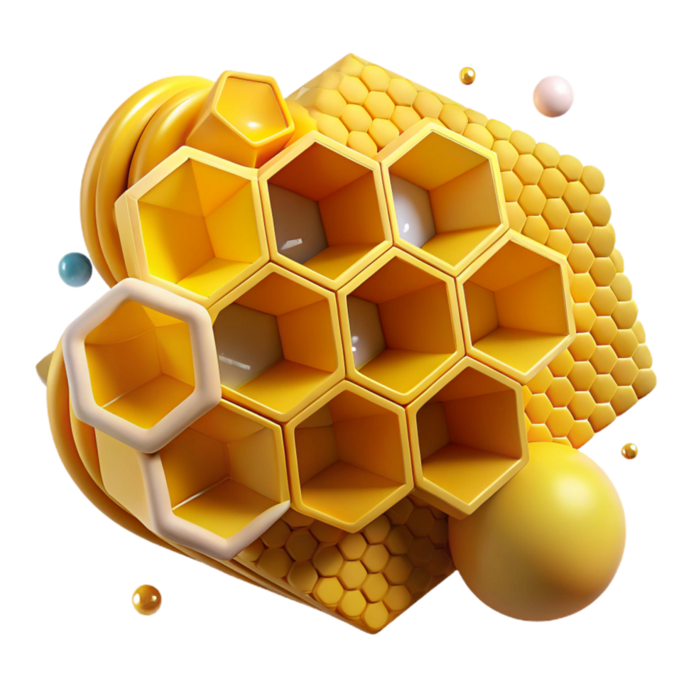 elegant traditional Sunflower Yellow Honeycomb Structure with Geometric Precision Cutout high quality png