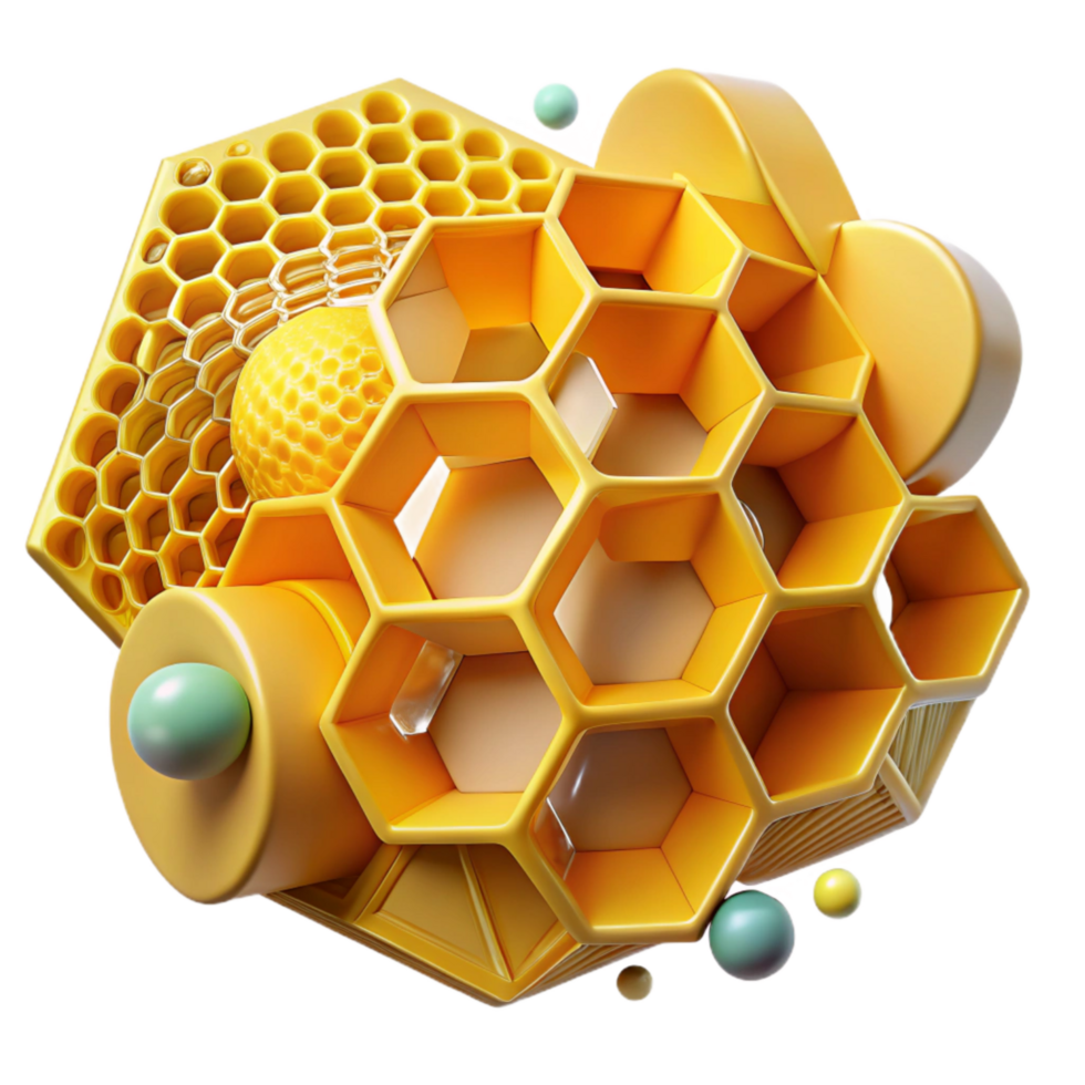 beautiful rustic Sunflower Yellow Honeycomb Structure with Geometric Precision Cutout detailed png