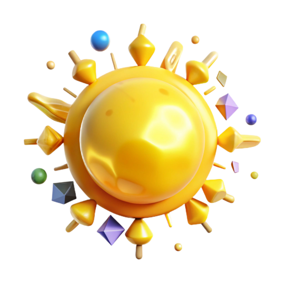 vibrant vintage Sun Isolated with Yellow Glow genuine png