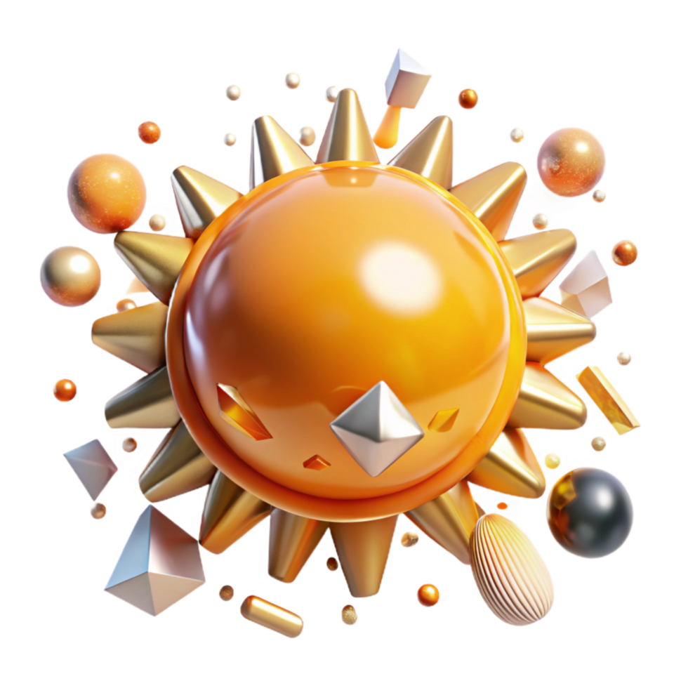 stunning rustic Sun Transparent Background with Orange Rays detailed png