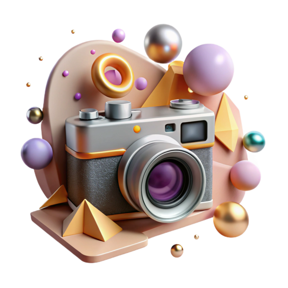 vibrant artistic Vintage Camera with Lens Cap Isolated high resolution png